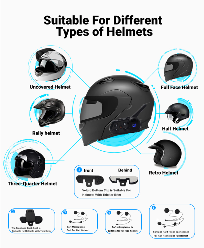 Motorcycle Helmet Bluetooth Headset S6