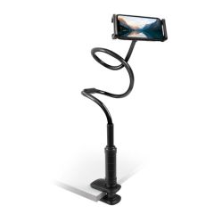 Flexible Gooseneck Arm Clip Phone and Tablet Holder, 51 inches, Black