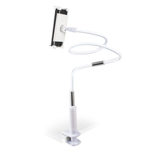 Flexible Gooseneck Arm Clip Phone and Tablet Holder, 51 inches, White