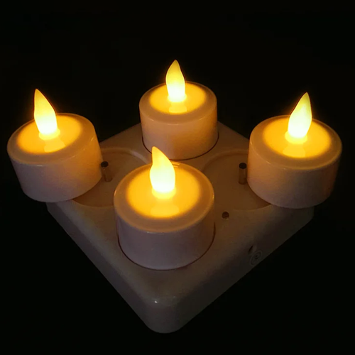manufacturer most popular decoration house party rechargeable led candle yellow lights without remote set of 4
