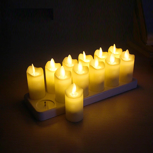 2020 newest led flameless rechargeable weaving Tea candles wedding decoration