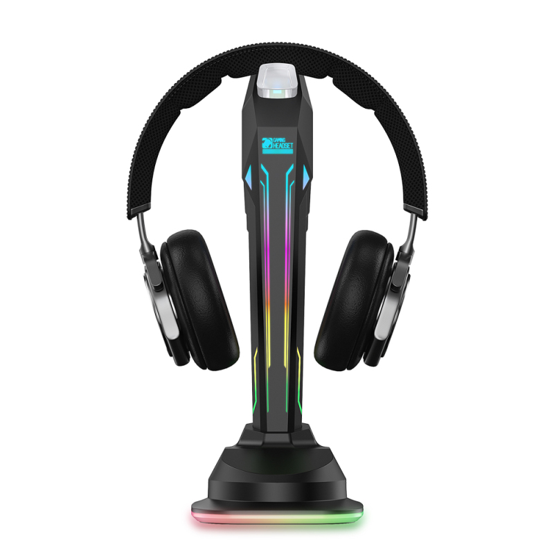 USB C Controllable RGB Gaming headset stand LED Lights Headphone Holder Stand USB 2.0 3.0 HUB Docking Station FCC Certificated