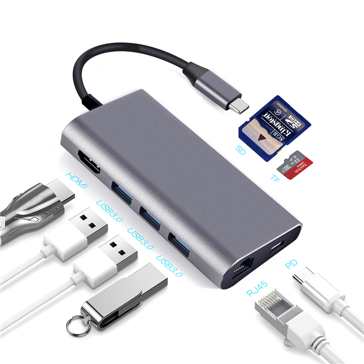 8 In 1 Type C To Ethernet Adapter Hub Usb-c Usb 3.0 For Macbook And More
