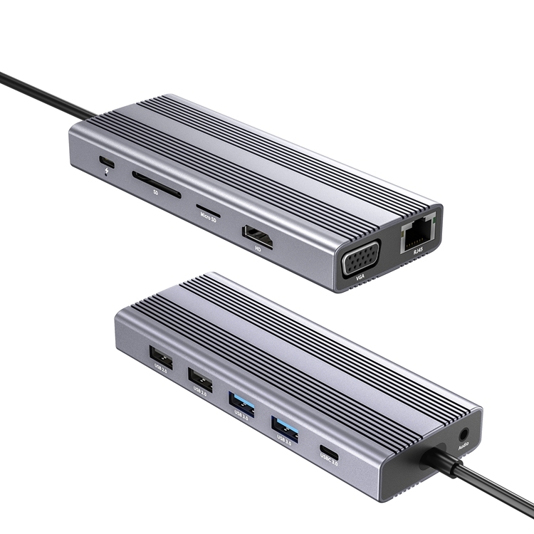 Type C Hub 12 In 1 Multifunction HD MI VGA Ethernet USB-C HUB Adapter for macbook