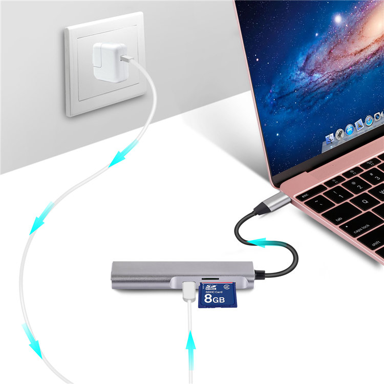 Premium Portable Multiports Usb Type C Adapter Usb-c Hub For Macbook And More Type-c Devices