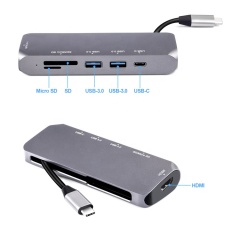Usb Type C Hub Adapter 6 In 1 Type C Docking Station With PD/SD/TF/USB3.0*2