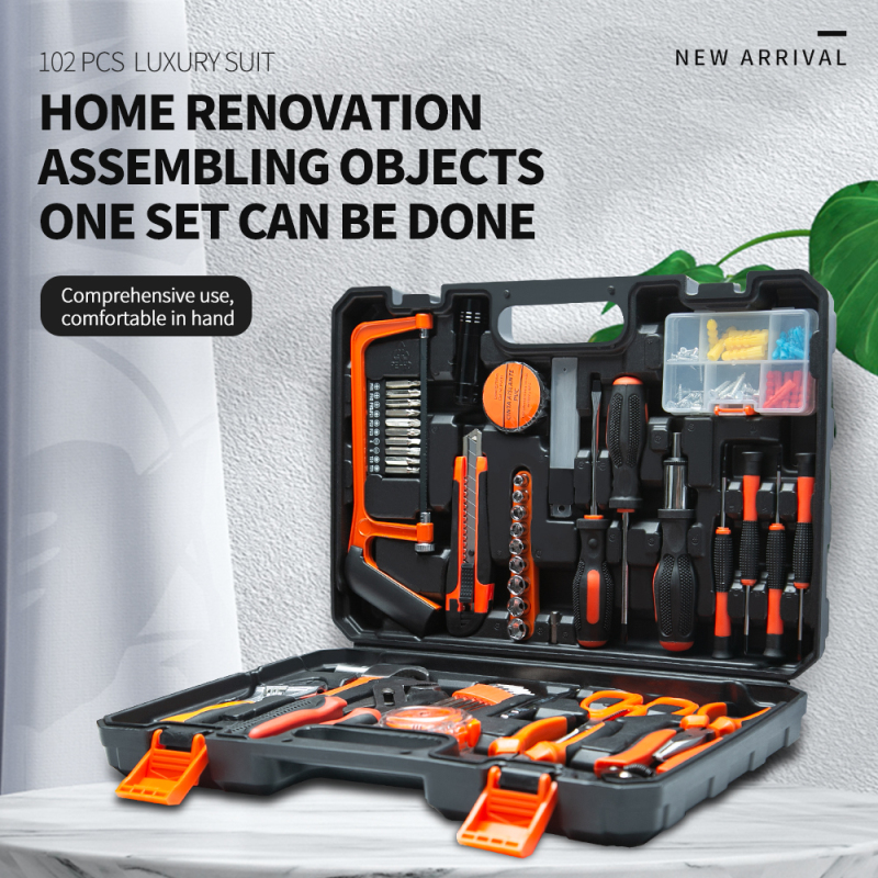 Kingsdun 102 in 1 Household repair tool kit for home Repair Craftsman Toolkit Home DIY Tools S
