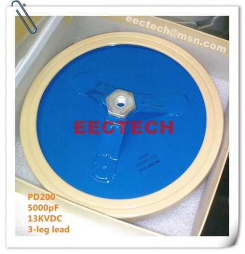PD200, 5000pF,13KVDC, 3-leg lead capacitor, high voltage RF power capacitor