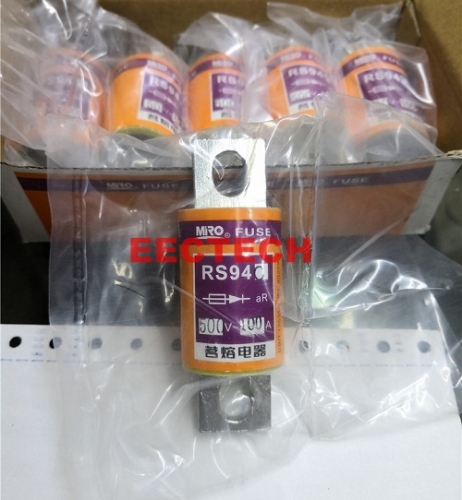 Fuse RS94C 500V / 100A,aR  round tube bolt, fast fuse (1box=5pcs)