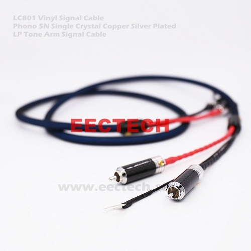 LC801 Vinyl Signal Cable, Phonograph 5N Monocrystalline Copper Silver Plated LP Tone Arm Signal Cable (1.2M)