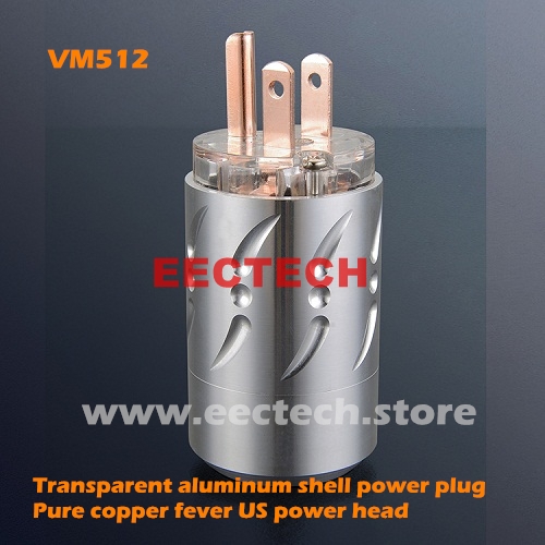 Transparent aluminum shell power plug, pure copper fever US power head