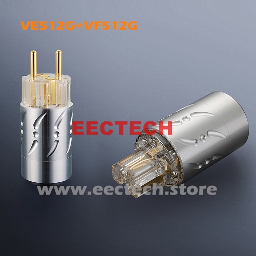 VE512G,VF512G Pure copper gold plated, HIFI fever European standard power plug, tail plug