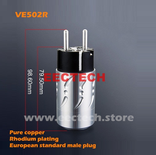 VE502R,VF502R Aluminum shell European style power plug / transparent rhodium plated, tail plug