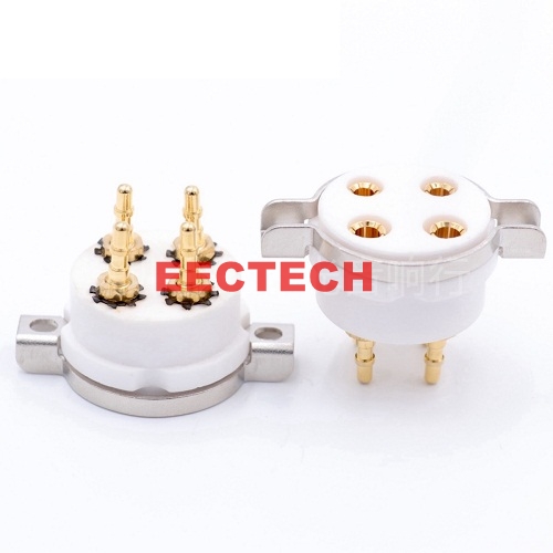 GZC4-T-G,Copy CMC 95 fine-porcelain 4-pin tube socket, 4-pin tube socket, gold-plated copper pin,Suitable for 2A2, 300B, 572B, 811