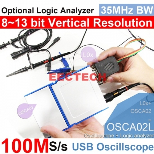 USB/PC Oscilloscope OSCA02 series, 100MS/s Sampling Rate, 35MHz Bandwidth