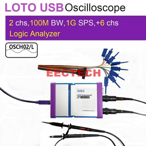 USB/PC Oscilloscope OSCH02 series, 1GS/s Sampling Rate, 100MHz Bandwidth, for automobile, Electro Lab, college student, engineers