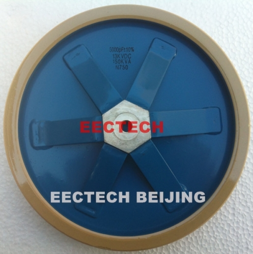 EECTECH CCG81-9, 4000PF, 13KVDC leg-lead ceramic plate capacitor