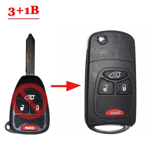 Remodeling Flip key Shell For C-hrysler 4 Button Key Fob With Panic Button