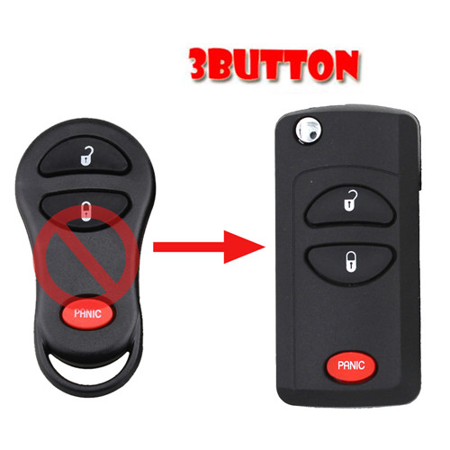 Remodeling Flip key Shell For C-hrysler 3 Button Key Fob
