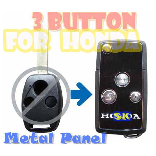 Flip Remote Key Case For Honda 3 Button With Metal Panel