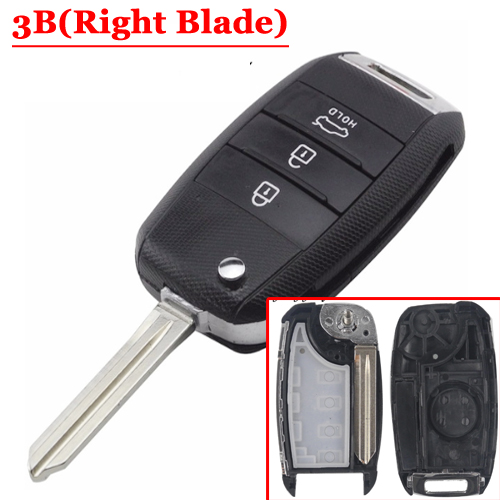 Flip remote key shell for Kia 3 Button Remote Key Right Blade