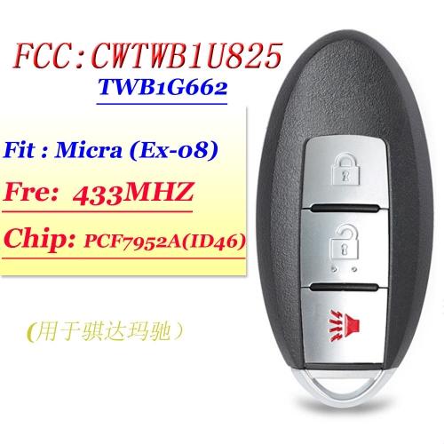 (SK355002-2+1B) Micra Juke Note Leaf Cube Tiida 433.92Mhz FCC ID: CWTWB1U825