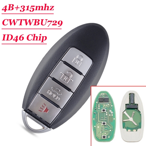 (SK355007-3+1B) Replacement Remote Smart Key Fob 315Mhz ID46 For Nissan 2007-2012 Pathfinder Versa 2008-2013 Rogue FCC: CWTWBU729