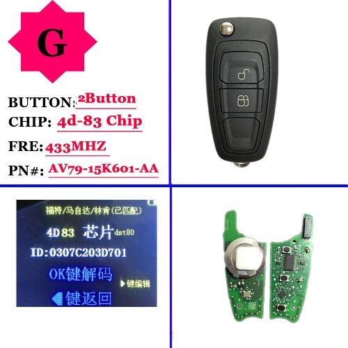 Genuine 5WK50165 Flip Key 2 Button 433Mhz FSK 4D83 Chip For Ford Ranger 2011 2012 2013 2014 2015