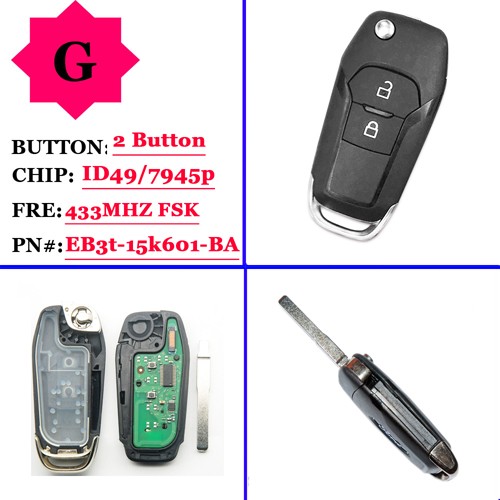 Original Remote Key For Ford Ranger 2 Button 433Mhz FCCID EB3T-15K601-BA