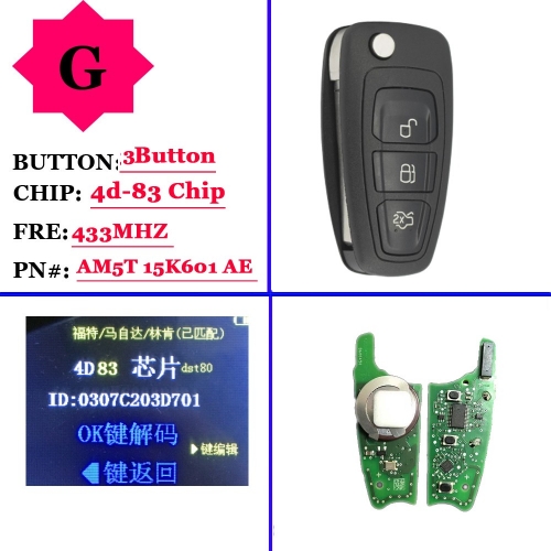 Genuine AM5T15K601AE 2036872 Car Remote Flip Key 3 Button 433Mhz FSK 4D83 Chip For Ford Mondeo Focus C-Max 2011 2012 2013 2014