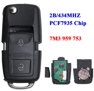 (7M3 959 753) 2 Button flip key 434mhz pcf7935  Chip For VW