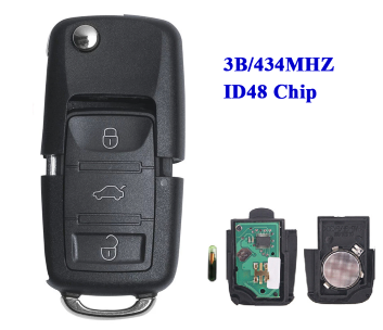 3 Button flip key 433mhz Id48 Chip For VW (1K0 959 753G)(1K0 959 753N)(1J0 959 753AH)(1J0 959 753DA)(1J0 959 753DE)(1J0 959 753DJ)