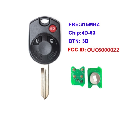 Remote Key Key 3 Button 315Mhz With 4D63 Chip For C-Max Escape Focus Uncut FO38 Blade (KYDZ)