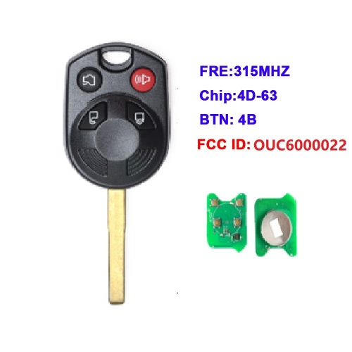 Remote Key Key 4 Button 315Mhz With 4D63 Chip For C-Max Escape Focus Uncut HU101 Blade (KYDZ)