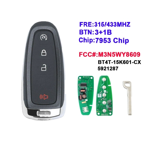 Replacement Remote Start Smart Prox Key Fob Transmitter 3+1 Button For Ford Edge Escape Expedition C-max Taurus M3N5WY8609