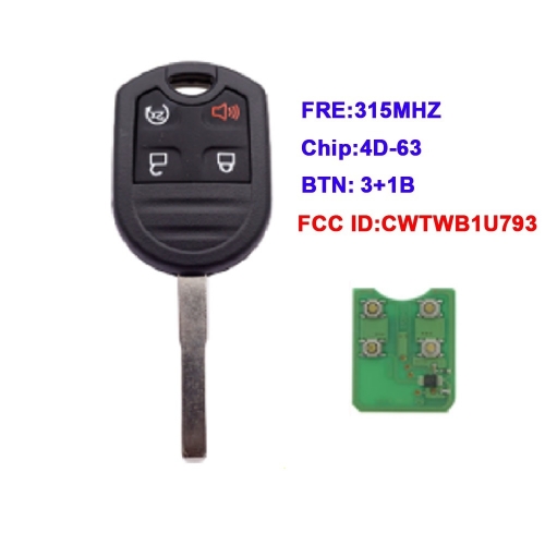 Replacement Remote Key Fob 4 Button For Ford Expedition F250-350 Mustang 2011-2013
