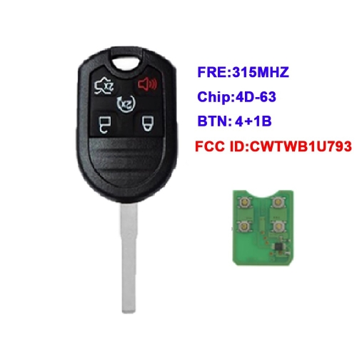 Replacement Remote Key 5Button For Ford Expedition F250-350 Mustang 2011-2013