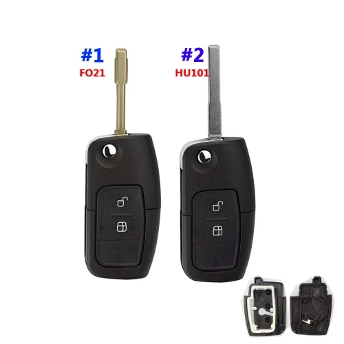 2 Button Flip Key Shell HU101 / FO21 Blade For Ford Focus Modeo