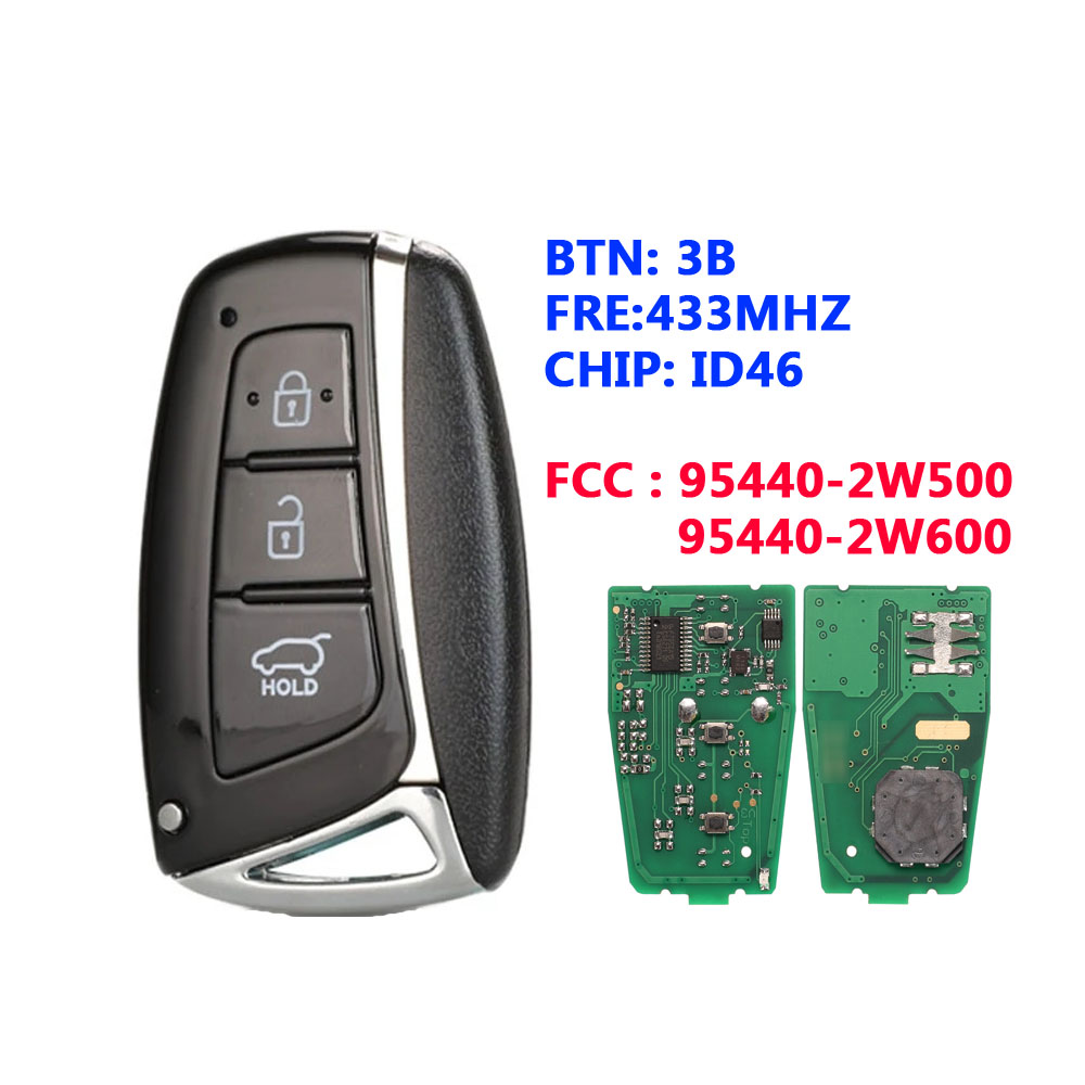 95440-2W600 3 Button Smart Remote Key FOB 433MHz ID46 for HYUNDAI Santa Fe P/N 