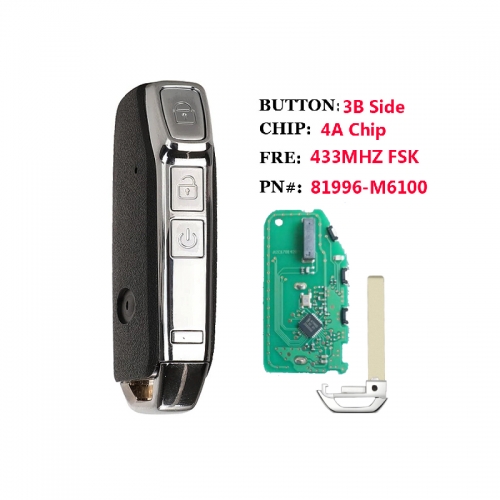 3 Button Side  Card Key For Kia Stinger P/N:81996-M6100