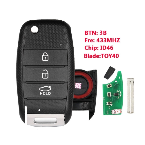 3 Button Keyless Remote Smart Car Key 433MHZ 46 Chip For Kia K5 Sorento Sportage 2013 2014 2015 with Uncut Blade