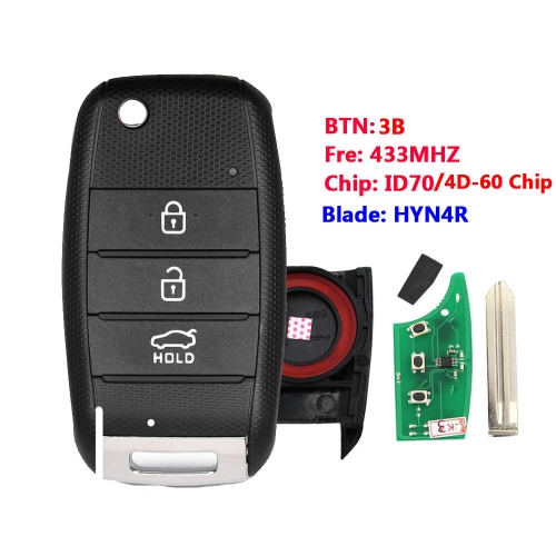 For KIA K3 Forte Cerato After 2012 433MHz 4D60 Chip Flip Remote Car Key Fob Accessories Replacement 4D70 Chip