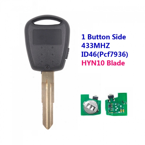 Replacement Remote Car Key Fob Side 1 Button 433MHz ID46 For Kia Rio Picanto Soul Venga Ceed etc