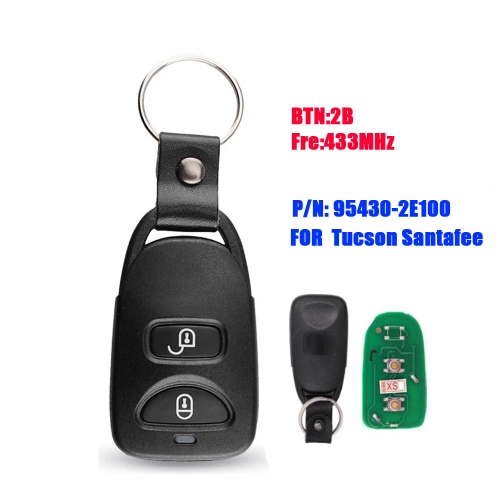 Car Remote Key Fob For Hyundai Tucson Santa Fe 2008-2009 Replacement 2 Buttons 433MHz P/N: 95430-2E100