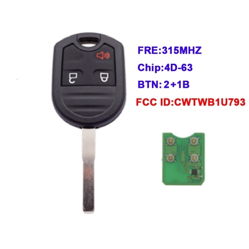 Replacement Remote Key 3Button For Ford Expedition F250-350 Mustang 2011-2013
