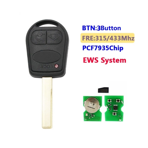 For Old Landrover 3 Button Remote Key 315/ 433Mhz With PCF7935 Chip