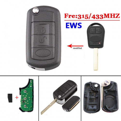 Remodling Key For Old Landrover 3 Button Remote Key 315/ 433Mhz With PCF7935 Chip
