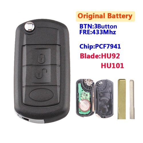 For Old Landrover Discovery 3 Button Flip Key 433Mhz With PCF7941 Chip (Original Battery)
