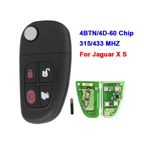 4B Flip Key 315/ 433Mhz With 4D-60 Glass Chip For Jaguar