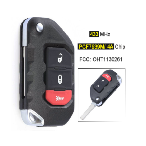 Genuine 3 Button Flip Key For C-hrysler 433Mhz FCC OHT1130261